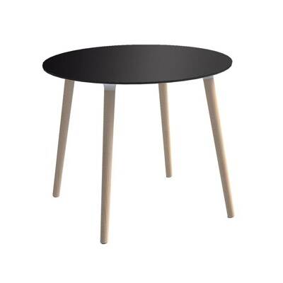 Table Ø80 4 pieds bois 
Plateau compact blanc, noir ou gris.