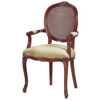 Upholstered seating and caned back 