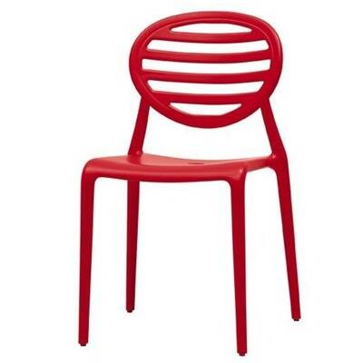 Chaise en polypropylène recyclable, dos lattes,
Existe en lin, orange, rouge, ou anthracite 
