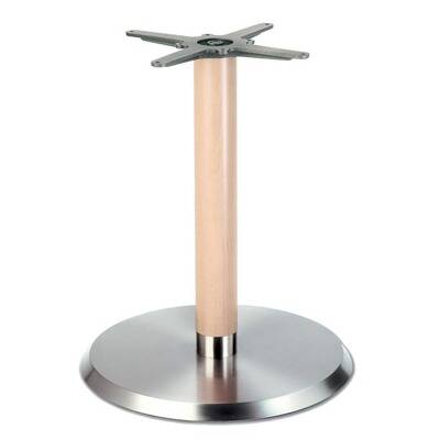 42 brilliant stainless steel round base, column wood with steel ring.