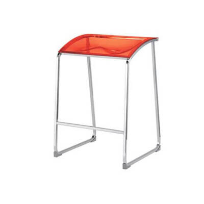 Assise polycarbonate col fumée ou rouge transparent.  assise ht 65 cm -châssis chromé